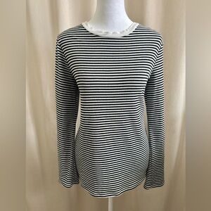 Jackson Rowe Black & White Striped Ribbed Top | Size S